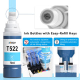 Osinkjet 522 Ink Refill Bottles for Eco Tank ET-2800 ET-2720 ET-2803 ET-2400 ET-4800 ET-4700, 522 Ink Bottle for Eco Tank ET-2840 ET-4810 Printer, T522 Ink Refill Bottles Combo Pack(3BK C M Y) Osinkjet