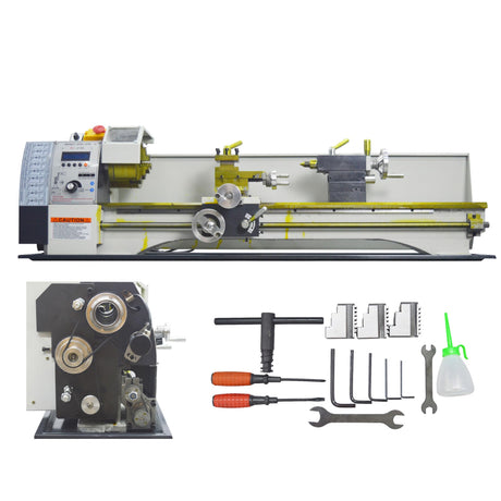 INTSUPERMAI Mini Metal Lathe 8"×39" Benchtop Imperial/Metric Lathe Auto Switch Between Metric and Imperial with Centre Frame & Drill Chuck Electronic Leadscrew Gearless 1100W Variable Speed 110V INTSUPERMAI