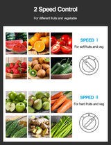 Qcen Juicer Machine, 500W Centrifugal Juicer Extractor with Wide Mouth 3” Feed Chute for Fruit Vegetable, Easy to Clean, Stainless Steel, BPA-free (Black) QCen