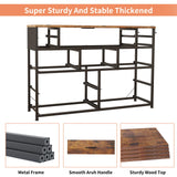 DRAWERHOM Dresser TV Stand with Power Outlets and LED Lights for 55'' TV, 11 Drawers Dresser with Side Pocket, Fabric Chest of Drawers with PU Finish, Sturdy Frame & Wood Top (Rustic Brown) DRAWERHOM