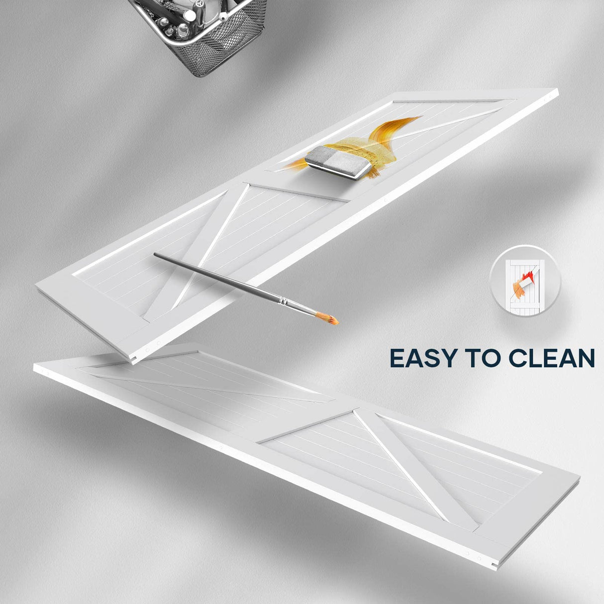 EaseLife 42in x 84in Sliding Barn Door with 7FT Barn Door Hardware Track Kit Included,Solid LVL Wood Slab Covered with Water-Proof & EaseLife