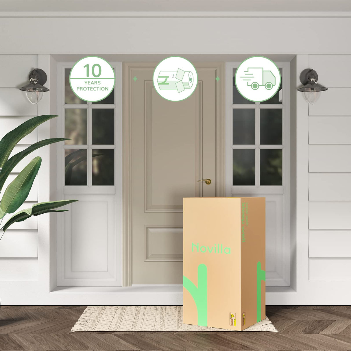 Novilla King Size Mattress, 10 Inch Hybrid Mattress in a Box, Individually Wrapped Pocket Coils Innerspring Mattresses for Motion Isolation, Pillow Top Mattresses with Medium Firm Feel, Groove Novilla