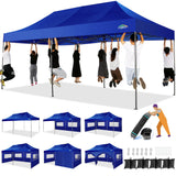 COBIZI 10x20 Heavy Duty Pop up Canopy Tent with 6 sidewalls Easy Up Commercial Outdoor Canopy Wedding Party Tents for Parties All Season Wind & Waterproof Gazebo with Roller Bag,Navy Blue(Thickened) COBIZI