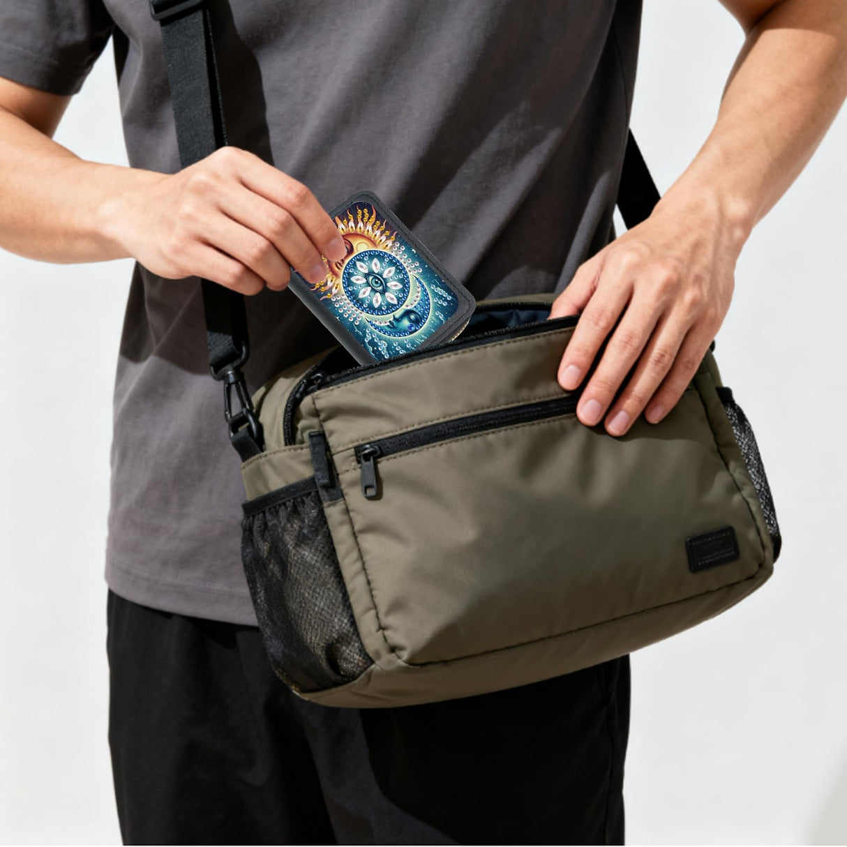 JISHSHAY Diamond Painting Credit Card Holder Sun Diamond Art Credit Card Wallet Moon Gem Art Wallet Eye Gem Painting Coin Purse Sun Moon Embroidery Billfold Mosaic Kits for Adults Billfold JISHSHAY