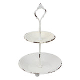 Stonebriar Small 2 Tier Worn White Metal Tray, Rustic Farmhouse Decor, Tiered Jewelry Tray for Vanity or Bathroom, 9.25" Stonebriar
