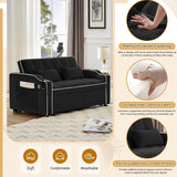 KINFFICT Sleeper Sofa Couch Bed with Phone Holder, Modern 3-in-1 Convertible Velvet Pull Out Loveseat Futon Sofa with USB & Type C Port & Cup Holder for Living Room Bedroom Office KINFFICT