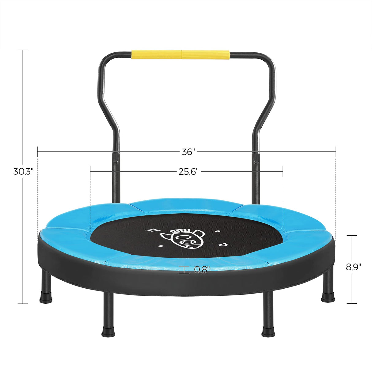 SONGMICS Trampoline for Kids, 3ft Mini Trampoline with Handlebar, Toddler Trampoline for Indoor and Outdoor, Max. Load 220 lb, Blue USTR036Q01 SONGMICS