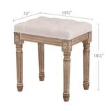 VONLUCE Ottoman Stool, 18.5 in High, Beige, with Padded Seat, Wood Frame, Button Tufted, for Dining, Living Room, Bedroom, Piano, Dressing, Vanity, Foot Rest VONLUCE
