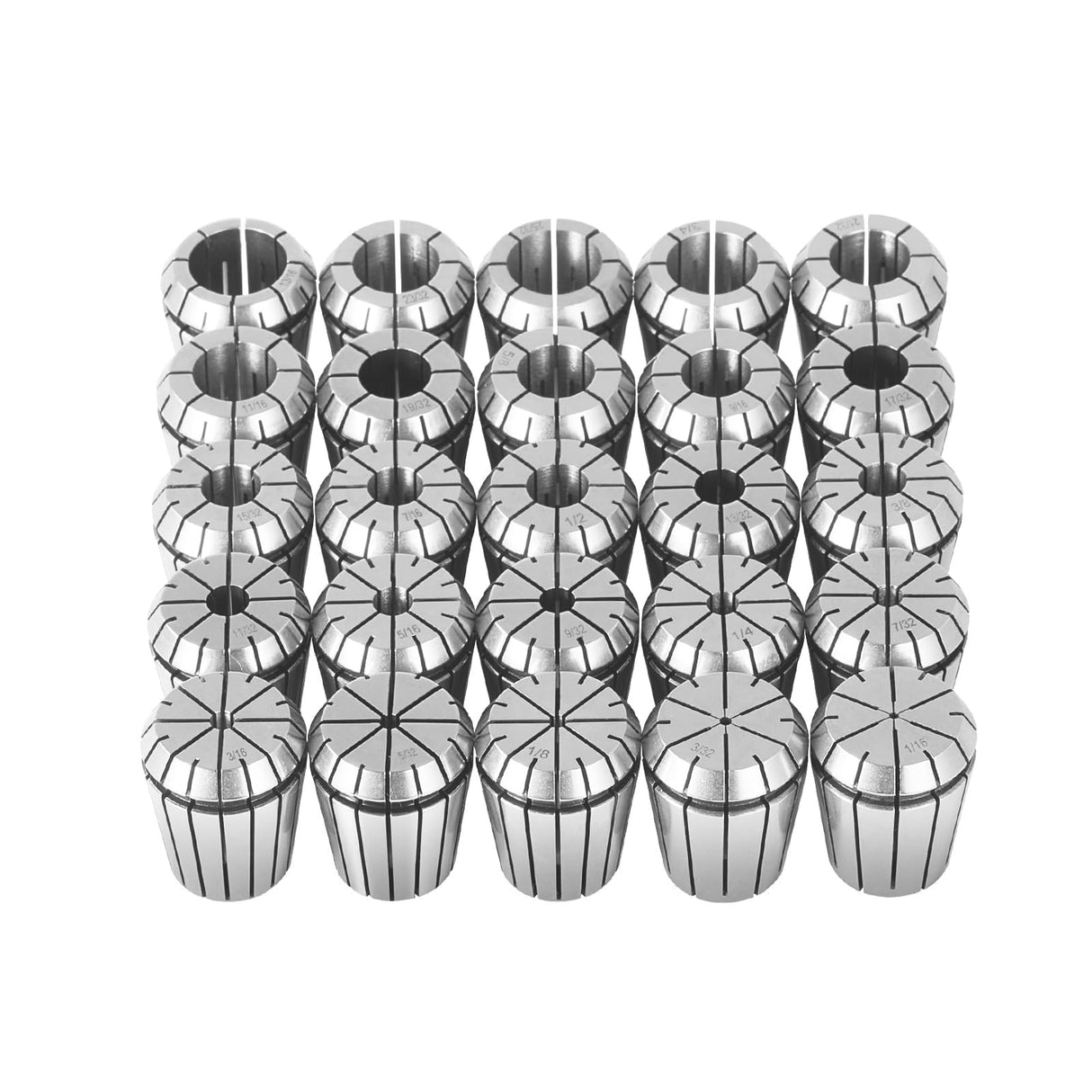 VEVOR 25 pcs ER32 Spring Collet Set 0.0006"/15 μm TIR Lathe Chuck Tool with 25 Labeled Storage Boxesfor CNC Engraving Machine Milling Lathe Tool Drill Press VEVOR