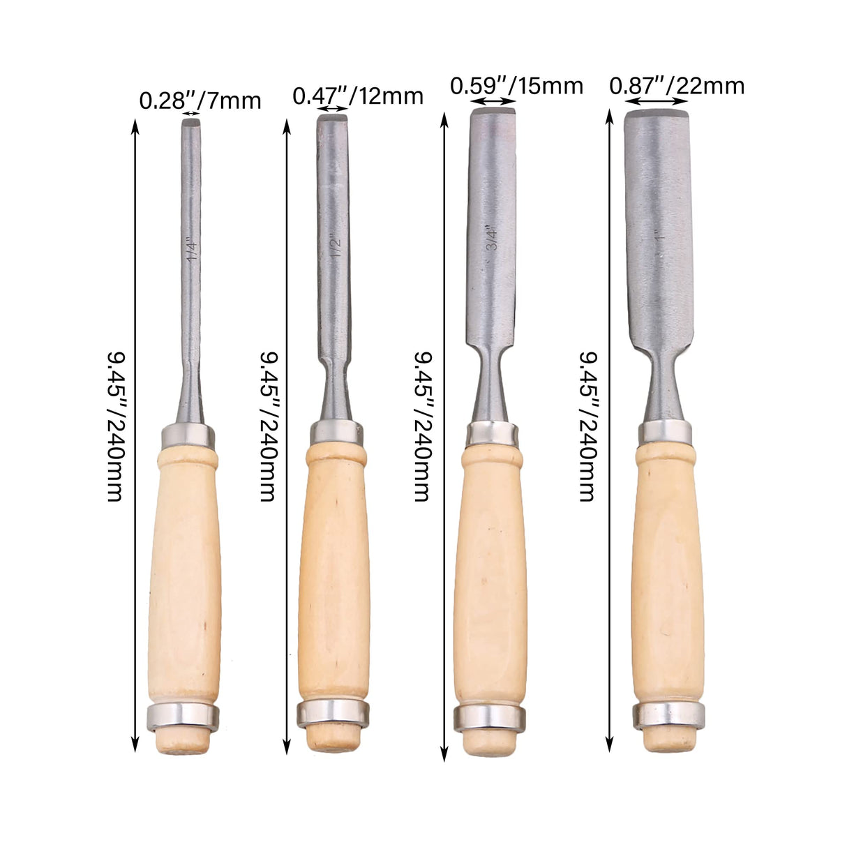 Semicircle Chisel Inner Edge Woodworking Gouge for Carpenter Wood Hand Chisel Tool Pack of 4 Etfbuy