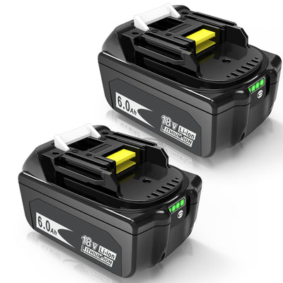Worthmah 2 Packs 6.0Ah 18 Volt Replacement Battery Replacement for MAK Original 18V Battery with LED Indicator BL1815 BL1860 BL1830, Perfection Compatible with Original 18V Cordless Power Tools
