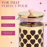 Paris Hilton French Press Coffee Maker With Heart Shaped Measuring Scoop, 2-Piece Set, 8-Cup or 34-Ounce, Pink Paris Hilton