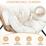 Vongrasig Wicker Egg Chair PE Rattan Chair with Cushion, Oversized Patio Lounge Chair for Outdoor, Indoor, Balcony, Backyard, Garden, Living Room, Beige Vongrasig