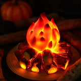 ABOOFAN LED Fake Campfire Lamp Battery Powered Artificial Fire Fake Flame with Realistic Log Flameless Candle for Halloween Christmas Campfire Party Decorations ABOOFAN