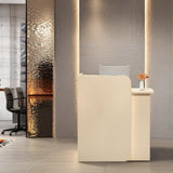 HEOTJUUQ Reception Desk with LED Light Strip, Compact Reception Counter, Front Counter with Lockable Drawer, 6 Color Options, Retail Checkout Counter for Salon, Office, Boutique HEOTJUUQ