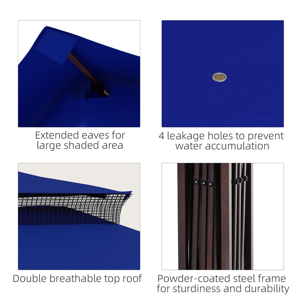 Outsunny 11' x 11' Pop Up Canopy, Outdoor Patio Gazebo Shelter with Removable Zipper Netting, Instant Event Tent w/ 114 Square Feet of Shade and Carry Bag for Backyard, Garden, Blue Outsunny