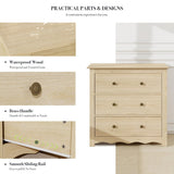 CHYMSUN Oversized 3 Drawer Dresser for Bedroom, Mid Century Modern Wooden Dressers Chest of Drawers with Handles, Waveform Nightstand Dresser, Storage Organizer for Bedroom, Living Room, Wood CHYMSUN