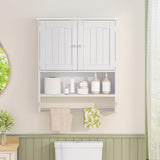 Iwell Bathroom Cabinet Wall Mounted with Towel Rack & Adjustable Shelf, Over The Toilet Storage Cabinet, Medicine Cabinet for Bathroom, White YSG005B Iwell