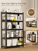 JHYKHG 63" H Storage Shelves,5-Tier Heavy Duty Garage Shelving,Adjustable Shelving Unit,Metal Shelf,Boltless Assembly Rack for Warehouse,Shed,2,500 lb Load,16 x 24 x 63 Inches,Black JHYKFG