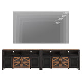 WAMPAT Set of 2 Farmhouse TV Stands with Mesh & Barn Doors for 100+ Inch TV, Antique Black & Brown 118" Entertainment Center with Open Storage Shelf, 2-in-1 Media Console for Living Room, Bedroom WAMPAT