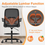 ORRSAKER Tall Drafting Chair with Lumbar Support and Footrest Ring, Supportive Tall Extended Height Ergonomic Desk Chair for Home Work, Breathable Tall Mesh Office Chair with Flip up Arms(Black) ORRSAKER