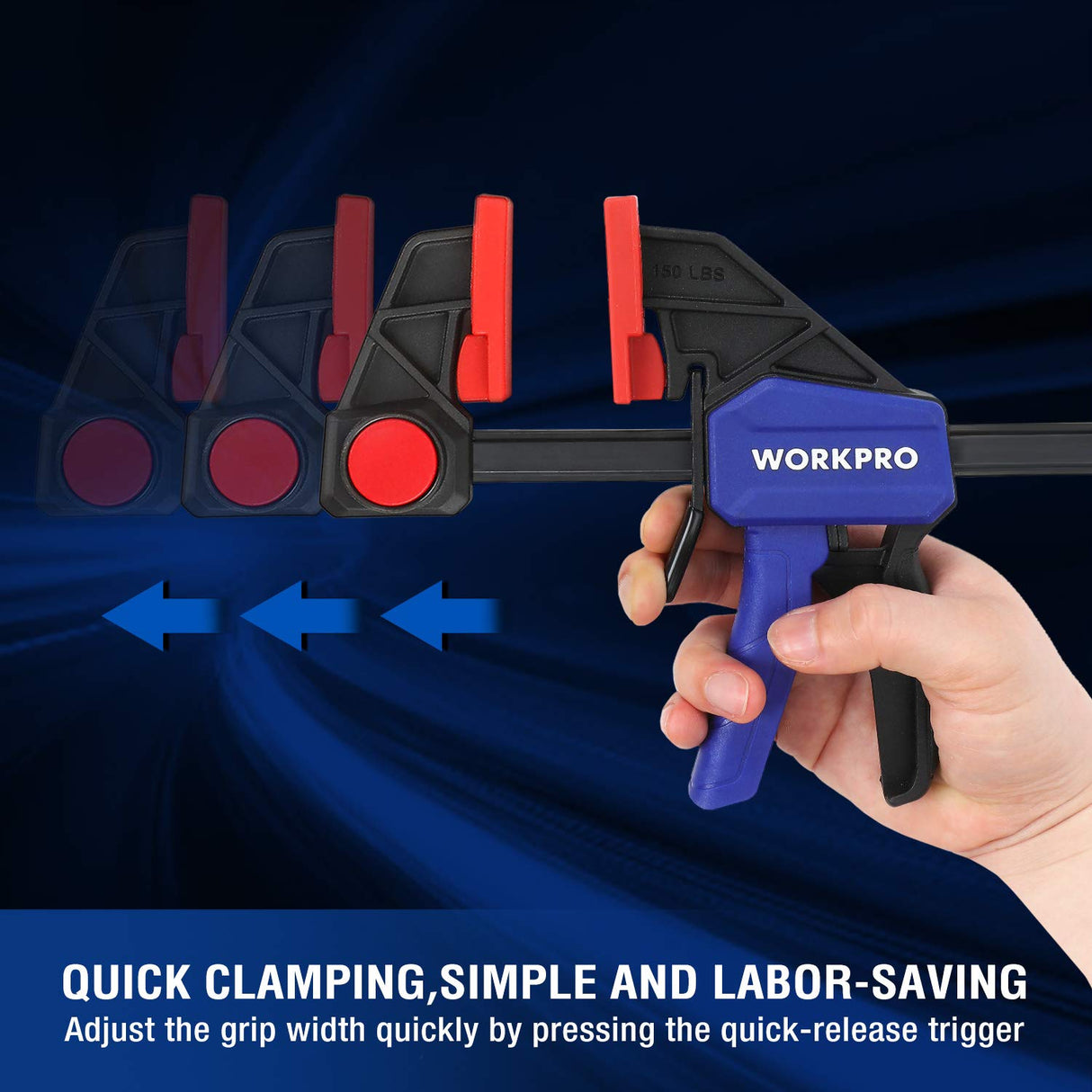 WORKPRO 12" Bar Clamps for Woodworking 2-Pack, Quick-Release Wood Clamps/Spreader Light Duty, One Hand F Clmaps 150 LBS Load Limit, Ideal for Woodworking and DIY Projects WORKPRO