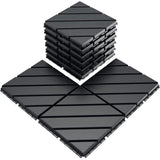 VANCASTLE Plastic Interlocking Deck Tiles, 11.8"x11.8"(Pack of 9), Patio Flooring Outdoor Waterproof All Weather Use for Garden Poolside Front/Back Yard, Dark Grey VANCASTLE