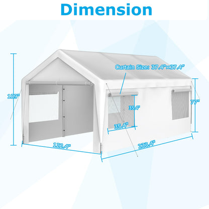 CuisinSmart Outdoor Carport 10x20ft Heavy Duty Canopy Storage Shed,Portable Garage Party Tent,Portable Garage with Removable Sidewalls & Doors All-Season Tarp for Car,Truck,Party White - WoodArtSupply