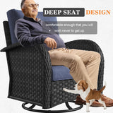 Vakollia 10 Pieces Patio Furniture Sets with Fire Pit Table, Wicker Rattan High Back Outdoor Swivel Rocking Chairs Set with 3-Seat Couch, Ottomans and Side Table Vakollia