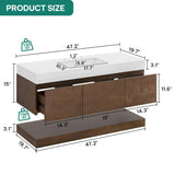 YITAHOME 48 Inch Floating Vanity with 3 Drawers, Wall Mounted Bathroom Vanity with White Quartz Countertop & Oak Veneer, Big Space Storage for Modern Bathroom, Walnut YITAHOME