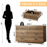 IBF Farmhouse Dresser for Bedroom Modern 6 Drawer Dresser Fluted Chest of Drawers Large Wood Closet Dressers with Anti-Tipping Design for Bedroom, Living Room, Hallway, Entryway, Nursery, Rustic Oak IBF