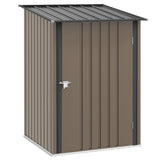Outsunny 3.3' x 3.4' Outdoor Storage Shed, Metal Garden Tool House with Sloping Roof and Lockable Door for Backyard, Bike, Patio, Garage, Lawn, Brown Outsunny