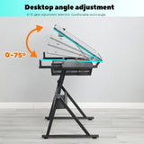 Donfafecuer Adjustable Drafting Table for Adults Professional Art Table 2 Storage Drawers Height Adjustable Home Office Reading Painting Tempered Glass Top Modern Black Design Doeqkue