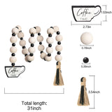 Meplait Garland - Natural Wood Beads, Jute Rope, Coffee Themed Hanging Ornament for Home Decor Meplait