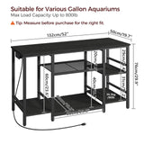 MAHANCRIS 55-75 Gallon Fish Tank Stand with Power Outlet, 3-Tier Metal Frame Aquarium Stand, Heavy Duty Reptile Terrarium Tank Stand, 52.0" L x 19.7" W x 29.9" H, 800 LBS Capacity, Black FTBK55E01 MAHANCRIS