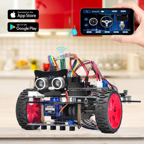 OSOYOO Model 3 Robot Car DIY Starter Kit for Arduino,Educational Motorized Robotics, Remote Control App, Learning How to Code, IOT Mechanical Coding for Teens and Adults OSOYOO