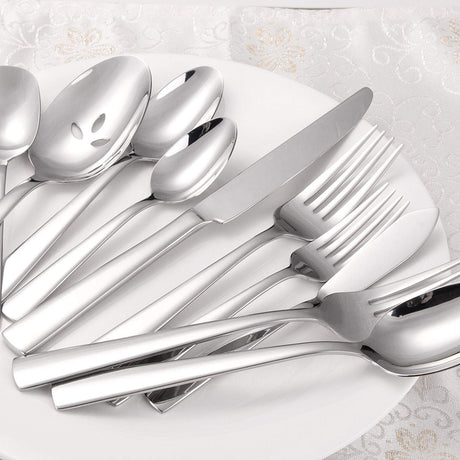 45-Piece Silverware Set Flatware Cutlery Set Service for 8, Durable Stainless Steel Tableware in Ergonomic Design Size and Weight, Kitchen Utensil Sets with Steak Knives, Rust-proof, Dishwasher Safe Brightown