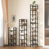 USIKEY 10 Tiers Narrow Shoe Rack for 10-20 Pairs - Sturdy Metal Tall Shelf With 4 Hooks, Slim Storage Organizer, Space Saving Vertical Design for Entryway, Closets - Black usikey