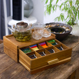 Acacia Wood Tea Bag Organizer, Tea Organizers and Storage Box, Tea Caddy for Tea Bags Storage Drawer, Teabag Holder Container Boxes for Countertop, Tea Station Chest Display Wooden, Organizador De Te FLYIEE