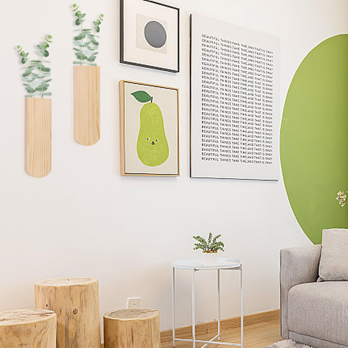 Bylion Wood Wall Planters, Hanging Wall Decor for Indoor Living Room Bedroom Modern Farmhouse Wooden Vase Wood Wall Pocket for Greenery Plants and Dried Flowers (2 Pack) Bylion