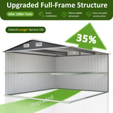 DAUSOLA 10x12 FT Outdoor Storage Shed, Metal Garden Tool Shed with Updated Frame Structure and Lockable Doors, Ideal for Backyard Garden Patio Lawn, Grey DAUSOLA