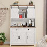 67.7 Inch Farmhouse Pantry Storage Cabinet with Sliding Barn Doors, 2 Drawer Farmhouse Coffee Cabinet with Adjustable Shelf, Buffet Cabinet with Buffet Cupboard for Kitchen, Livingroom Vabches