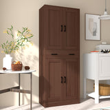 DIYART Brown Pantry Cabinet, 71" Tall Kitchen Pantry Storage Cabinet with Doors and Drawer, Freestanding Kitchen Hutch Cabinet for Kitchen, Dining Room, Hallway DIYART