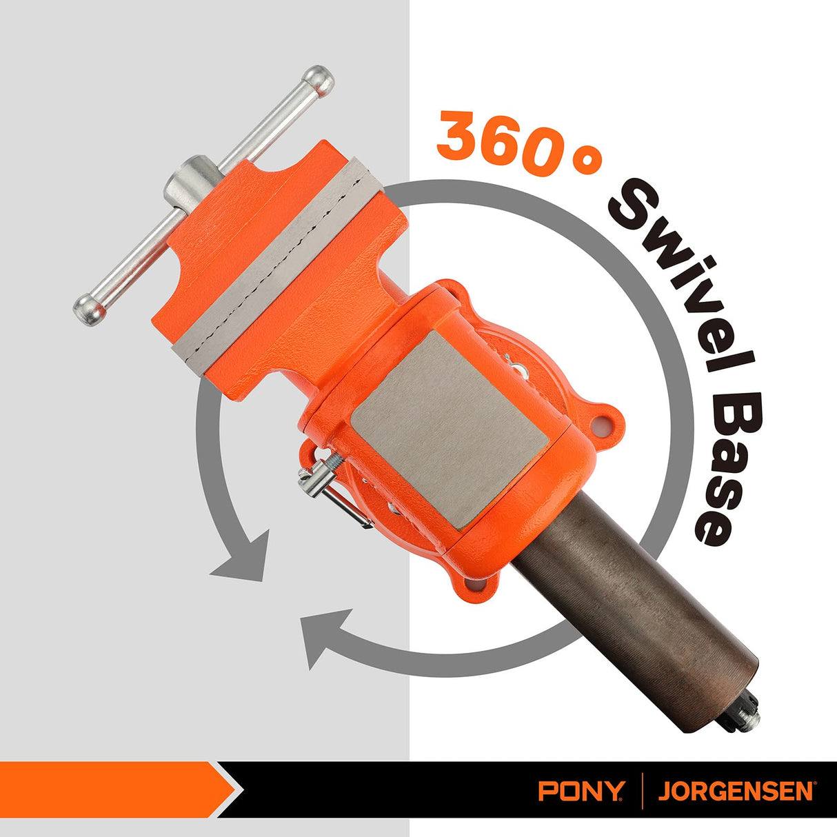 PONY Heavy Duty Bench Vise, 5-inch Jaw Width 5-inch Jaw Opening, 360-Degree Swivel Base with Anvil, Utility Combination Pipe Home Vise for Woodworking, One-Pair Vise Jaw Pad Included PONY