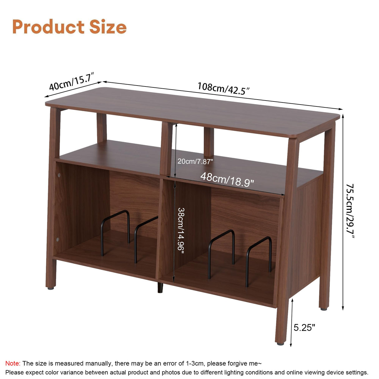 Mxtxmy Large Record Player Stand,Mid Century Turntable Stand Table with Open Storage Holds up to 300 Albums,Vinyl Record Storage Display Shelf for Living Room Bedroom (Walnut) Mxtxmy