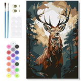 Bowetile Deer Paint by Numbers for Adults Framed, Adults' Paint-by-Number Kits, DIY Adult Paint by Number Kits on Canvas, Animals Acrylic Number Painting for Home Decor, 8x12in Bowetile