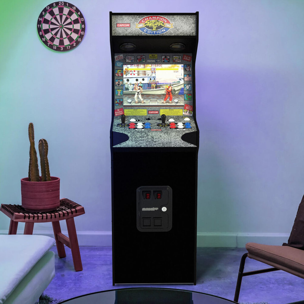 Arcade1Up Street Fighter II CE HS 5 Deluxe Arcade Machine, Compact 5' Tall Stand Up Cabinet with 14 Classic Games and 17" BOE screen, Black ARCADE1UP