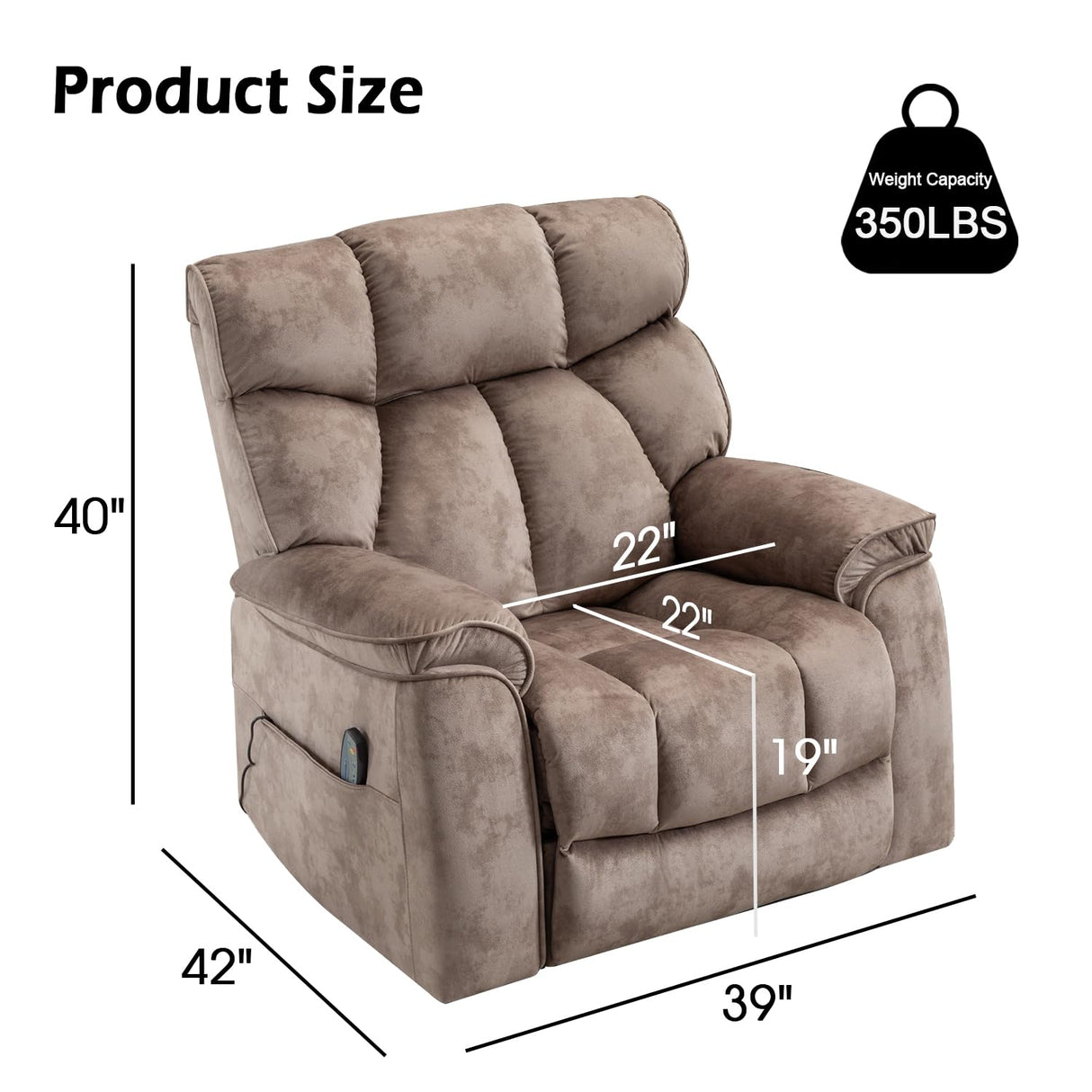 INZOY Oversized Rocker Recliner with Heat and Vibration, Manual Swivel Rocking Recliner Chair with Vibrating Massage, Comfy Padded Overstuffed Soft Fabric Heated Recliner,Camel INZOY