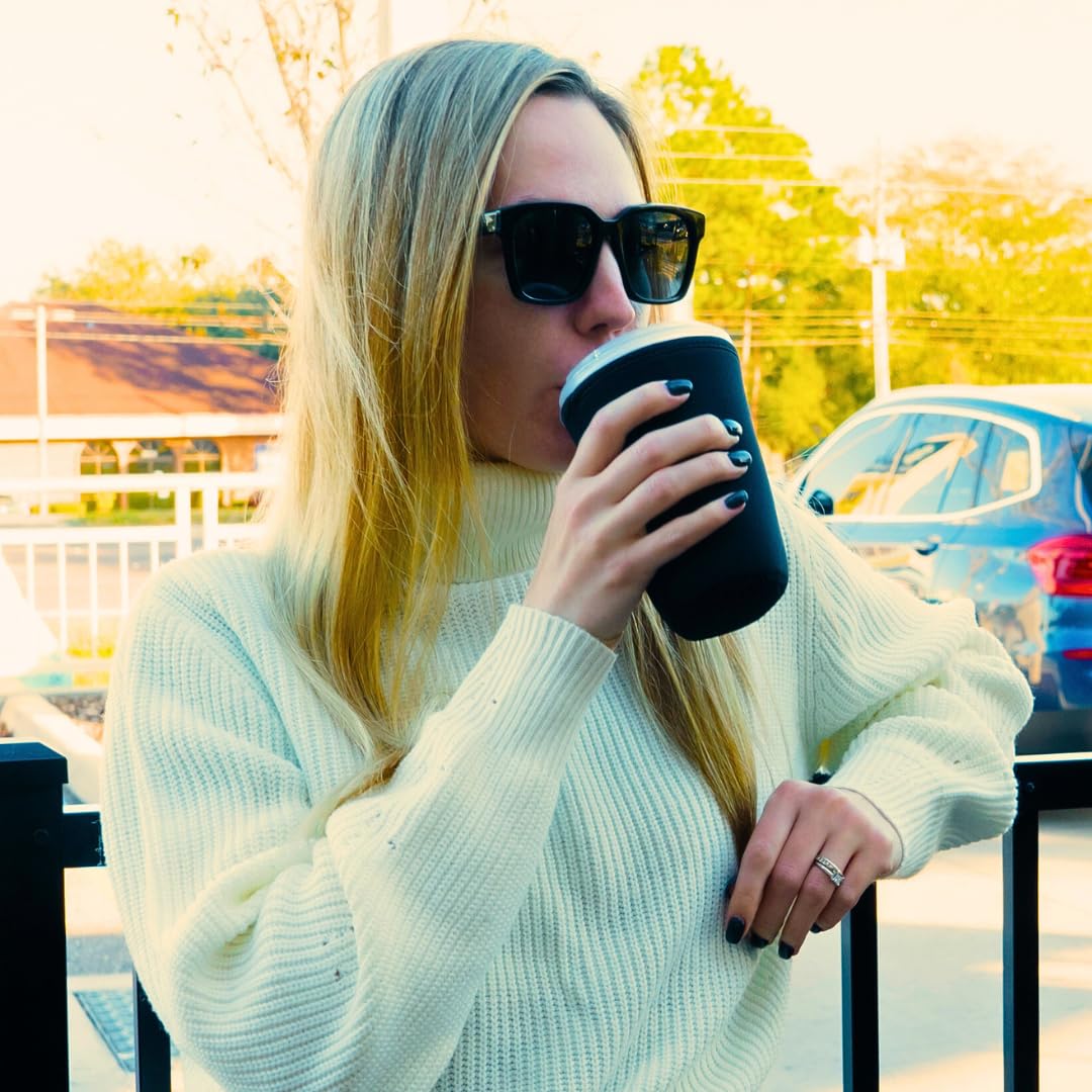 TahoeBay Iced Coffee Cold Cup Sleeve (4-Pack) Reusable Blank Neoprene Insulator Drink Sleeves 22oz - 24oz Beverage Holder for Vinyl Sublimation fits Dunkin' Medium and Starbucks Venti (White) TahoeBay