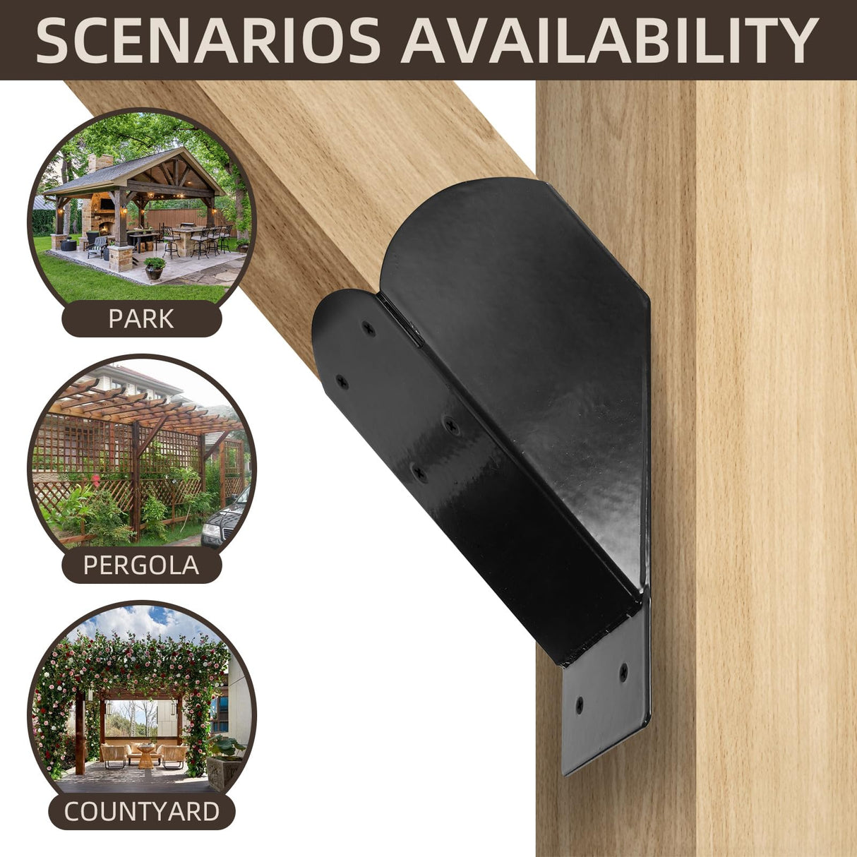 Rasugarlary Pergola Brackets, 2 Pcs 45-Degree Angle Bracket Heavy Duty Connector Brace for 4x4'' (Actual: 3.5x3.5'') Wood Post and Beam Pergola Gazebo DIY Kit Rasugarlary